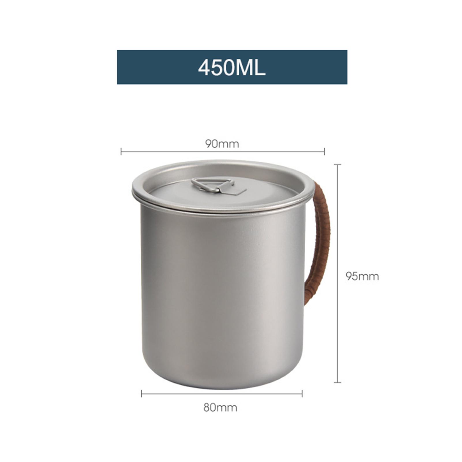 Ultralight 450ml Titanium Coffee Cup Tea Cup Water Mug with Foldable Handles for Home Outdoor Camping & Picnic