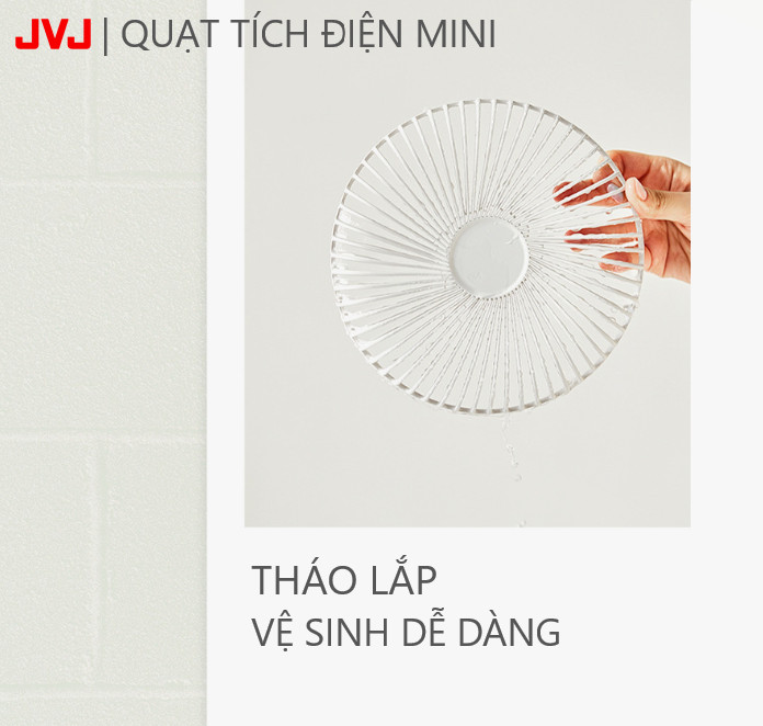 Quạt mát mini tích điện JVJ N9-FAN STAND để bàn 4 chế độ, tiếng êm - Hàng Chính Hãng