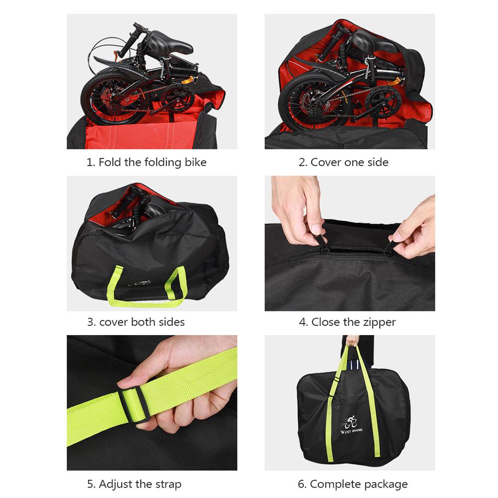 Túi lưu trữ bao xe đạp WEST BIKING gấp gọn dễ dàng gắn vào tay lái xe đạp Phù hợp cho 14/16/20/26 / 27,5 inch 700C
