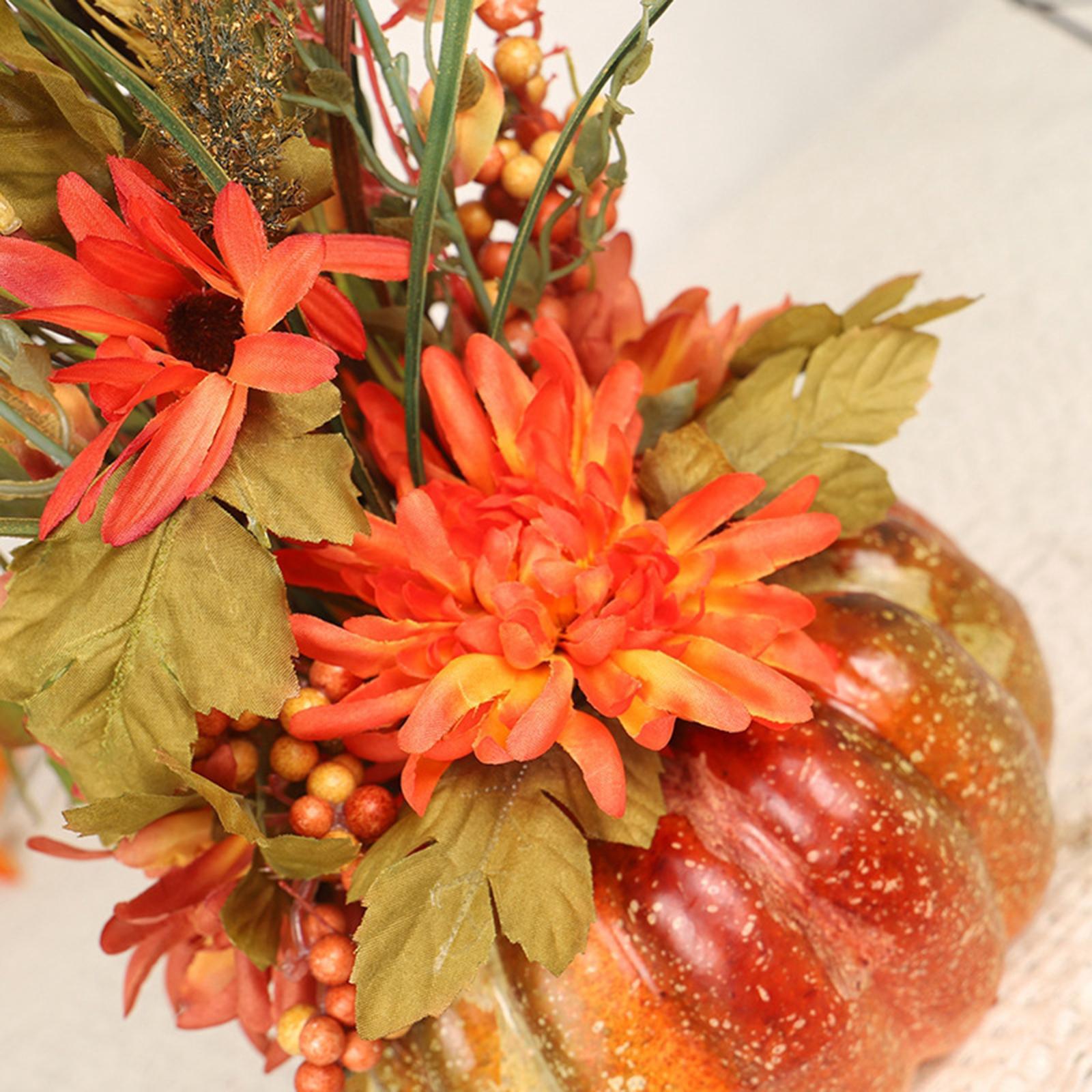 Artificial Pumpkin with Flowers Floral Arrangement for Tabletop Decoration