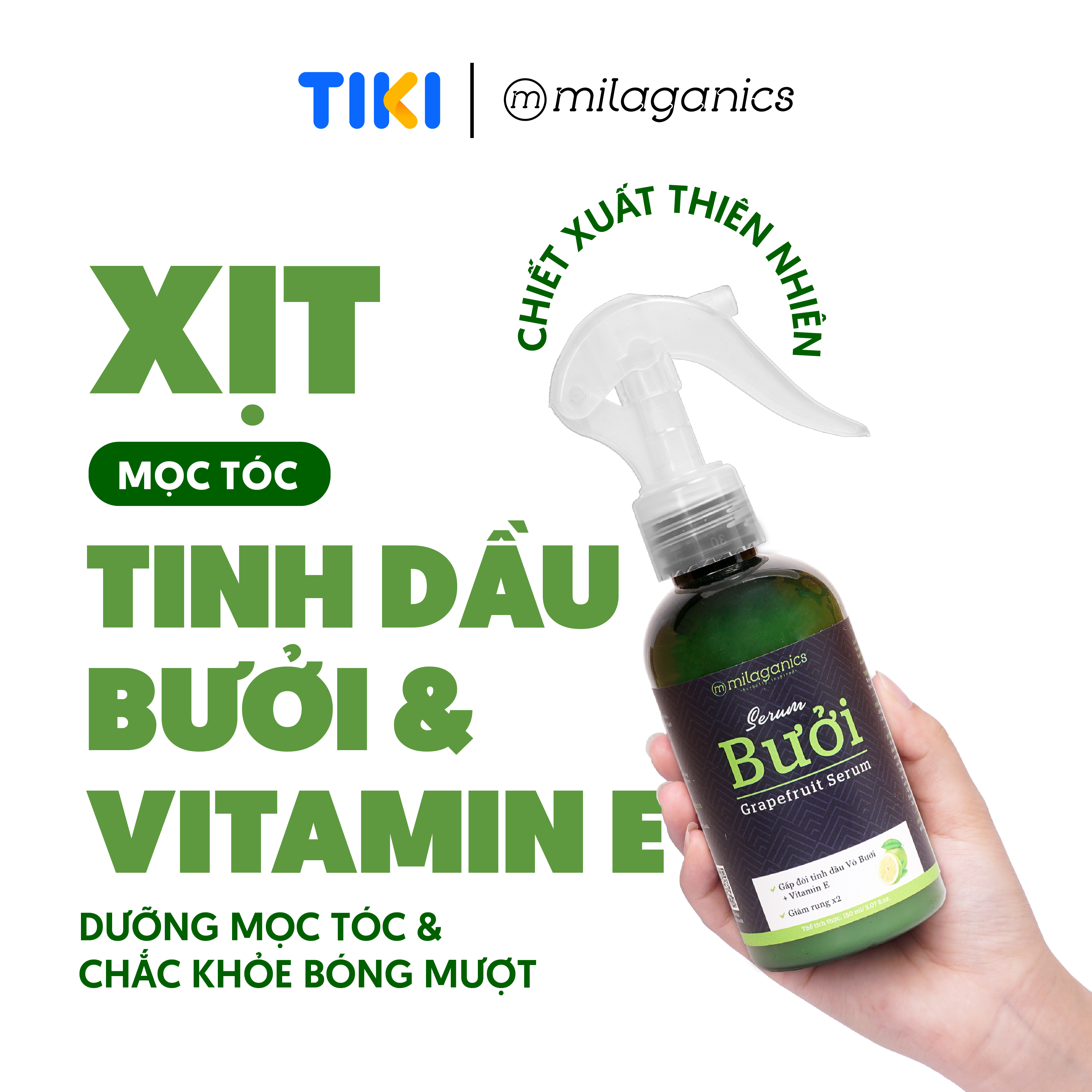 Xịt bưởi mọc tóc tinh dầu bưởi kích mọc tóc, giảm rụng MILAGANICS 150ml (Chai)