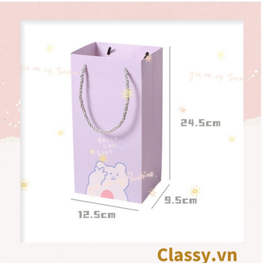 Túi giấy Classy đựng quà size nhỏ 24,5 * 12,5 * 9,5cm họa tiết mèo thỏ voi gấu và trái cây cực xinh Q975