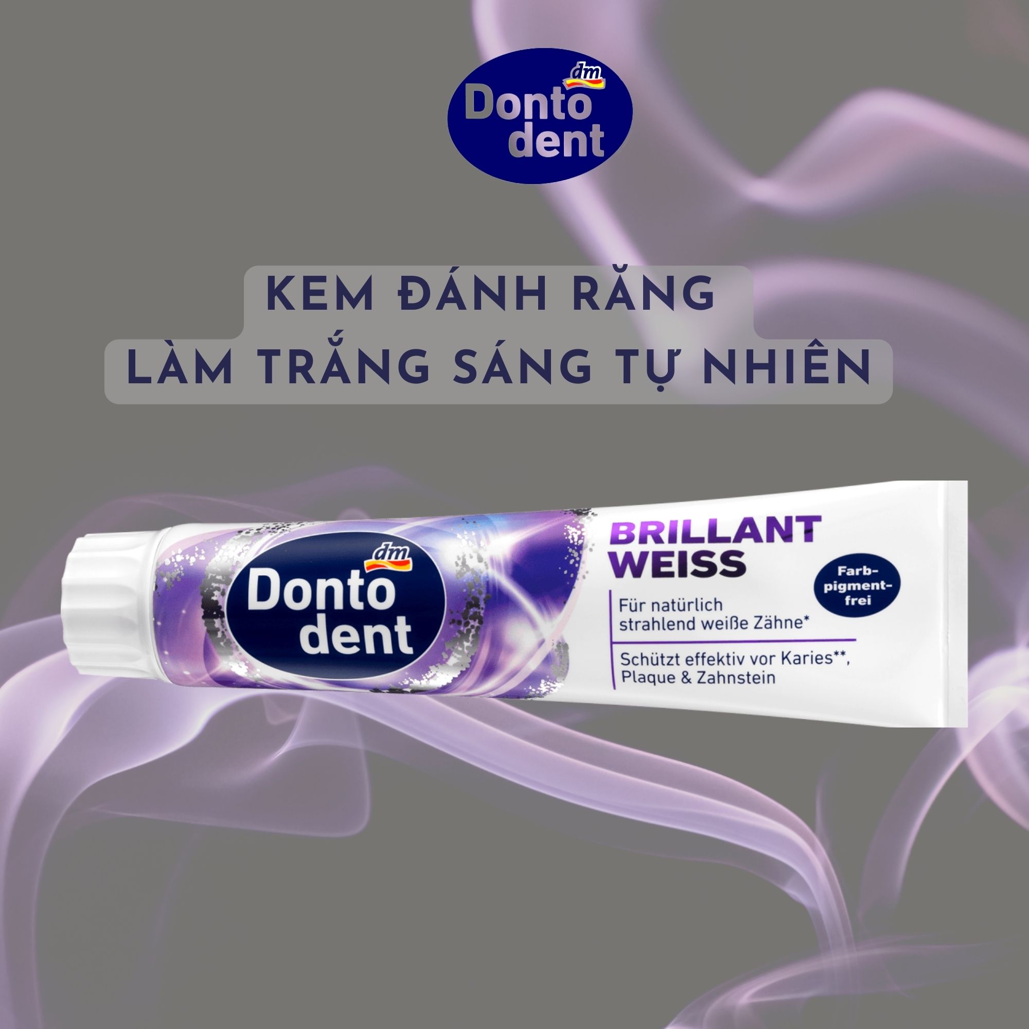 Kem đánh răng DONTODENT Brilliant weiss 125ml trắng sáng tự nhiên, chống cao răng, mảng bám - hàng nhập khẩu Đức