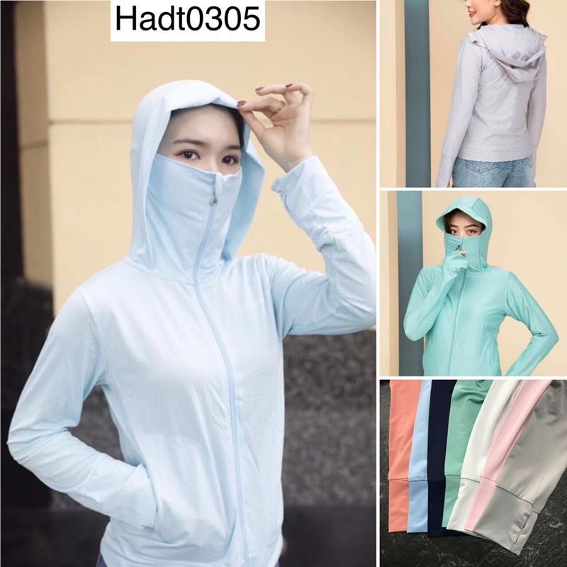 Áo Chống Nắng Nữ Thông Hơi Che Mặt Có Khóa Túi