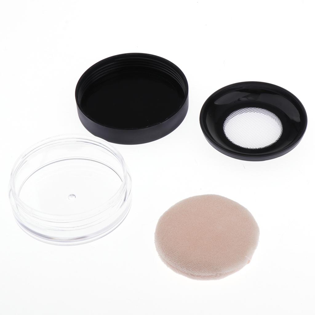 Empty Powder Puff Case Holder Loose Powder Container Face Powder Blusher Box Makeup Cosmetic Jars & Soft Sponge Puff