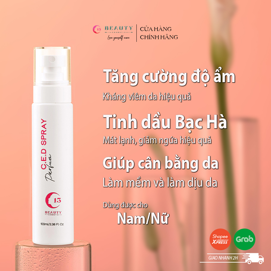 Xịt Khử Mùi Hương Bạc Hà Dịu Nhẹ Thơm Mát, Chiết xuất Hoa Cúc La Mã C.E.D Spray 100ml C13 Cosmetics Thu Trang