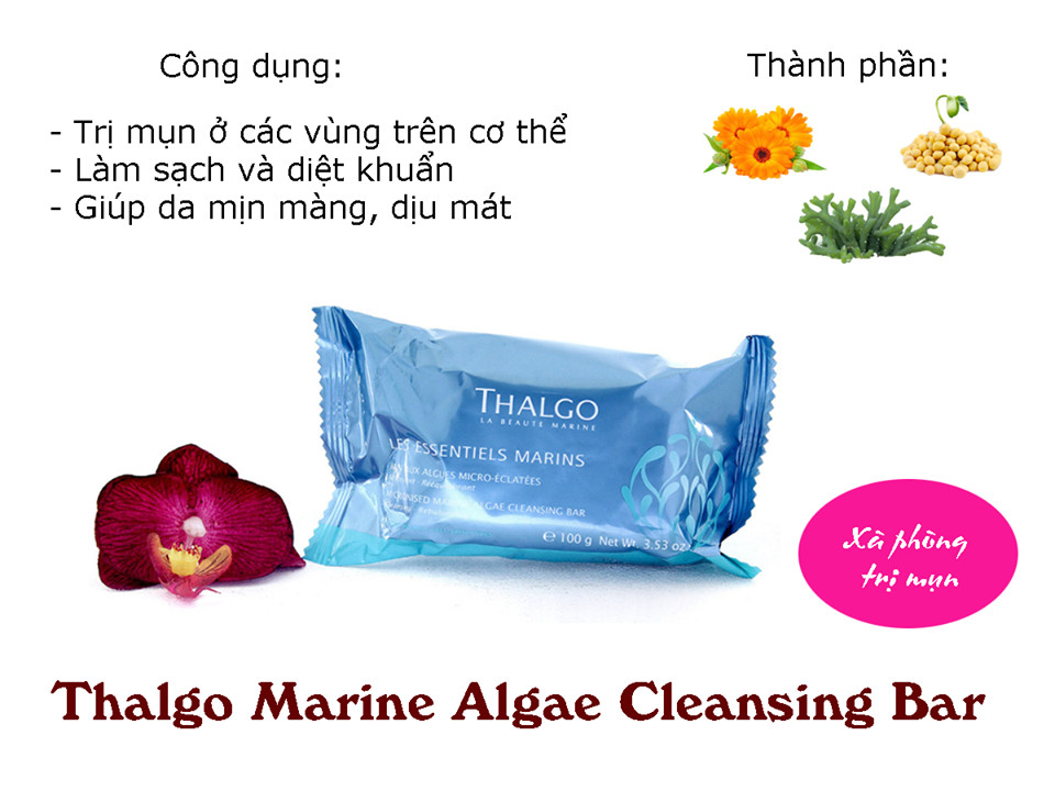 Xà phòng tảo biển làm sạch da hỗ trợ trị mụn Thalgo Marine Algae Cleansing Bar (100g)