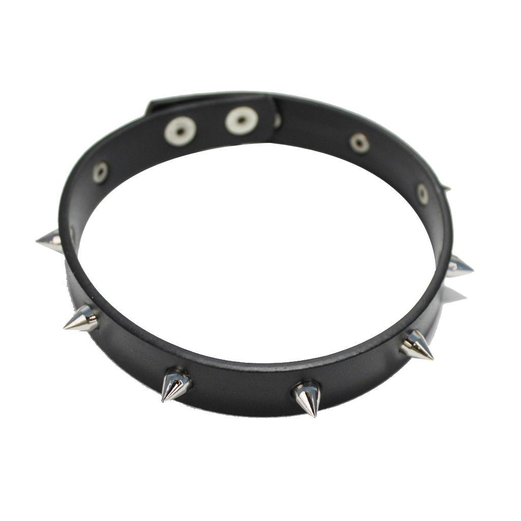 2 Pieces Punk Rock Gothic Leather Spike Rivet Stud Collar Choker Necklace