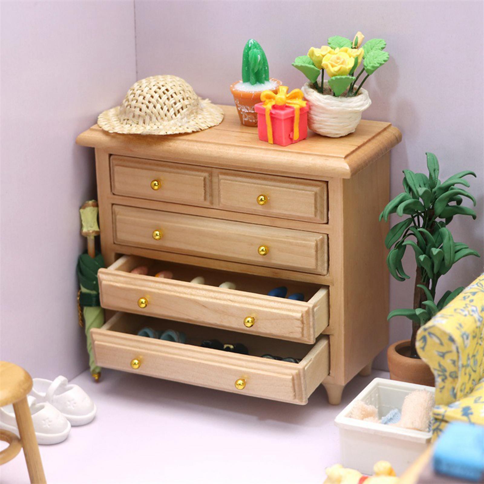 Dollhouse 1:12 Scale Storage Cabinet Kids for Supplies Accessories