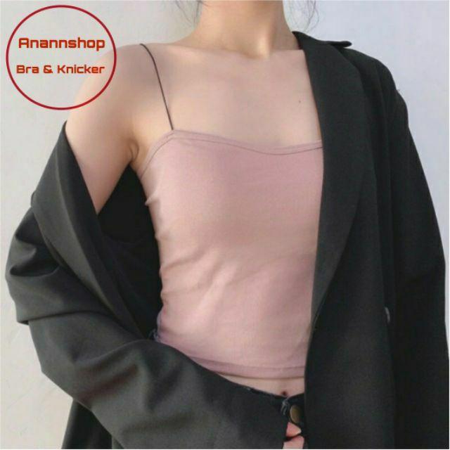 Áo 2 Dây Sợi Bún Có Đệm Ngực Kiểu Dáng Thon Gọn Thời Trang