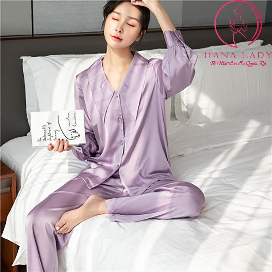 Pijama lụa - Đồ mặc nhà, đồ ngủ nữ tay dài cao cấp PJ458