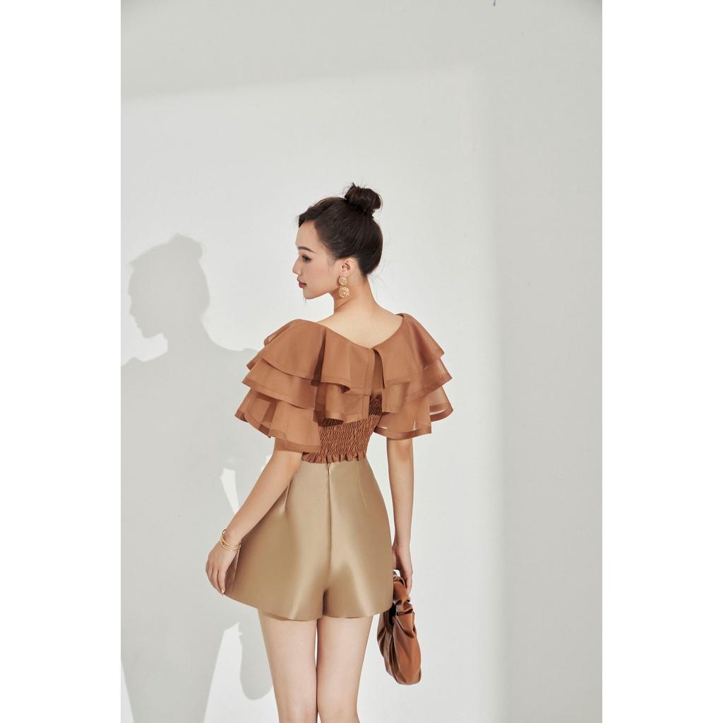 MOLLYNISTA - Áo Oria organza 2 tầng bèo quyến rũ nữ tính thiết kế cao cấp đi chơi đi tiệc gợi cảm
