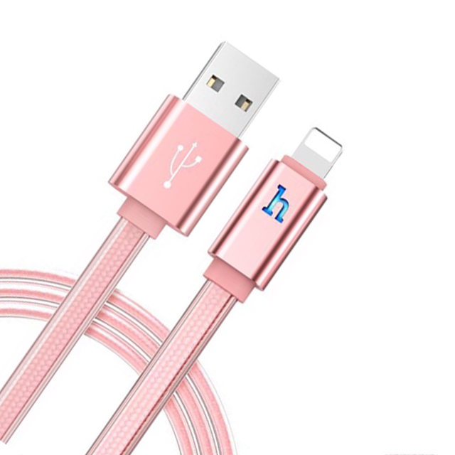 Cáp sạc nhanh Hoco UPL12 dây nylon dẻo dai tích hợp đèn Led dài 120CM cho iPhone ( 2 màu ) - Hàng chính hãng