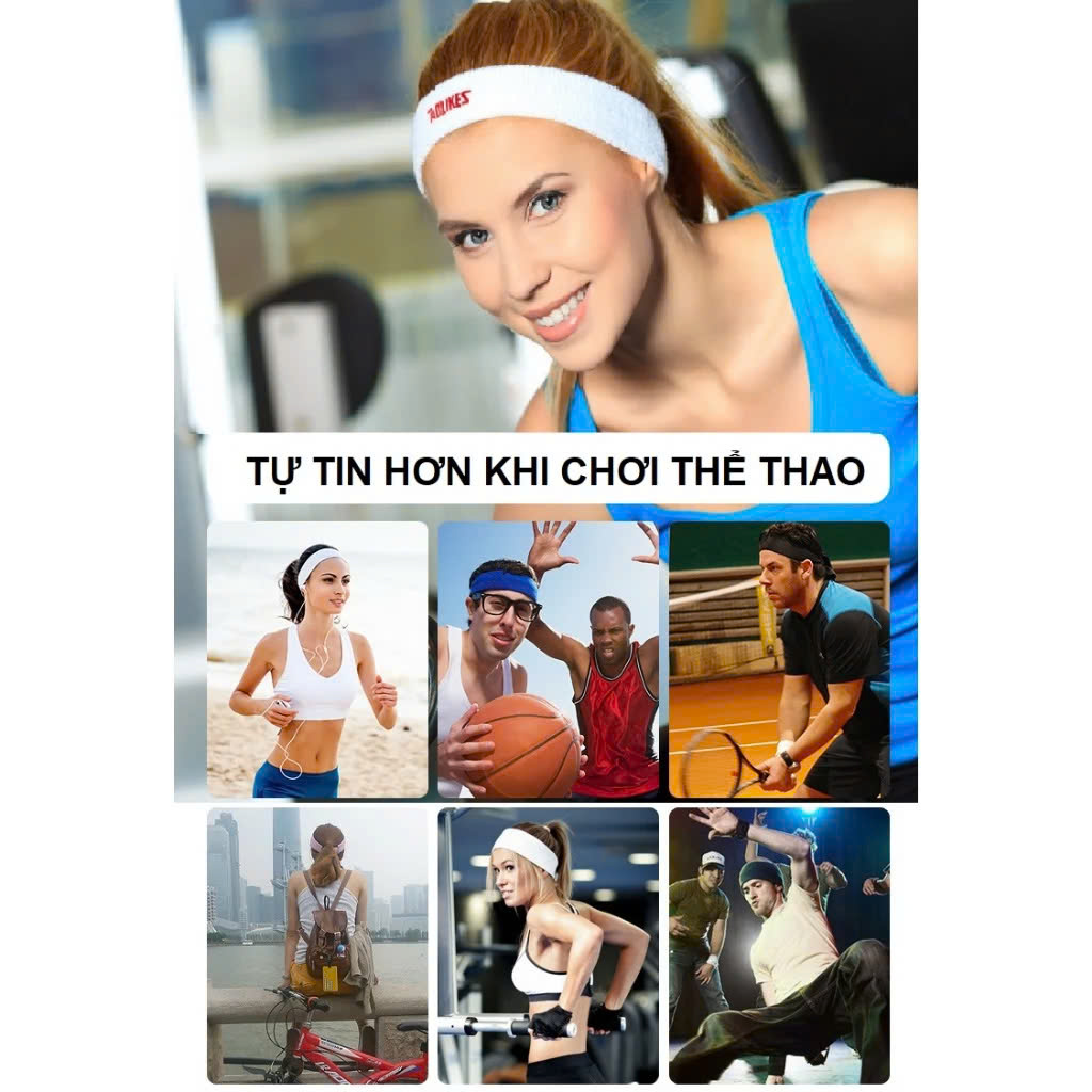 Băng Trán, Băng Đô Chặn Mồ Hôi Thể Thao Nam Nữ Sport Anti-Slip Sweatband Cao Cấp