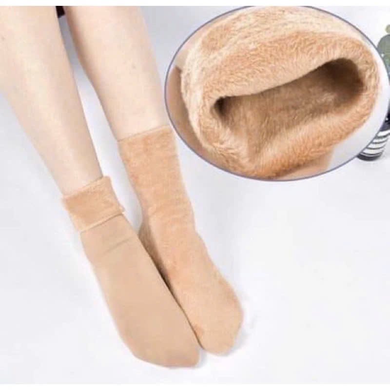 Combo 2 Đôi Tất Nữ Lót Lông Cổ Cao Siêu Ấm Áp Giữ Nhiệt Rất Tốt Màu Đen