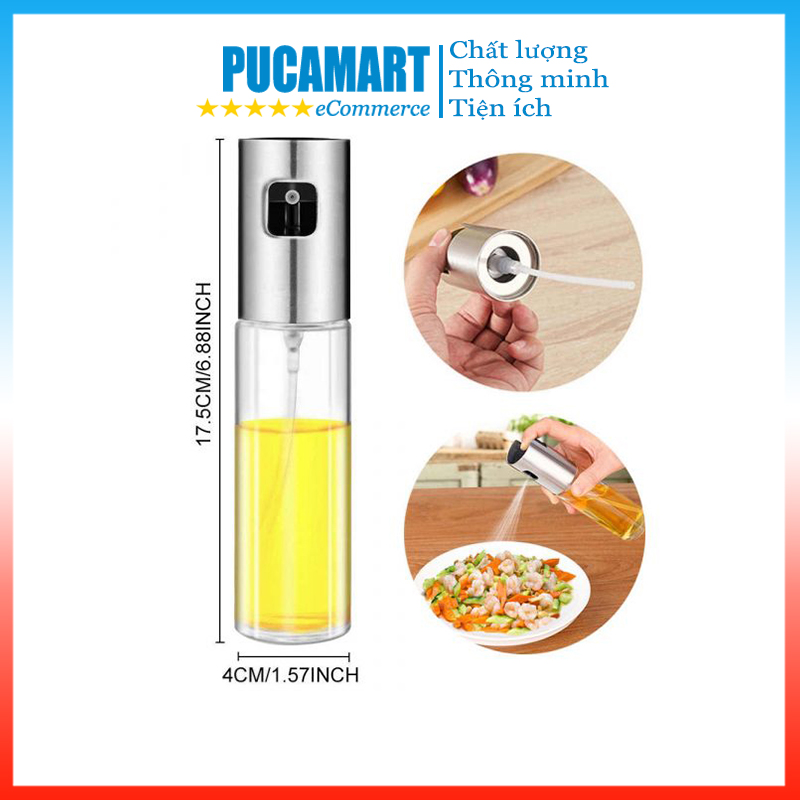 Bình Xịt Dầu Ăn, Gia Vị Khi Ướp Thịt, Làm Bánh Chất Liệu Thủy Tinh Dung Tích 100ML - PucaMart