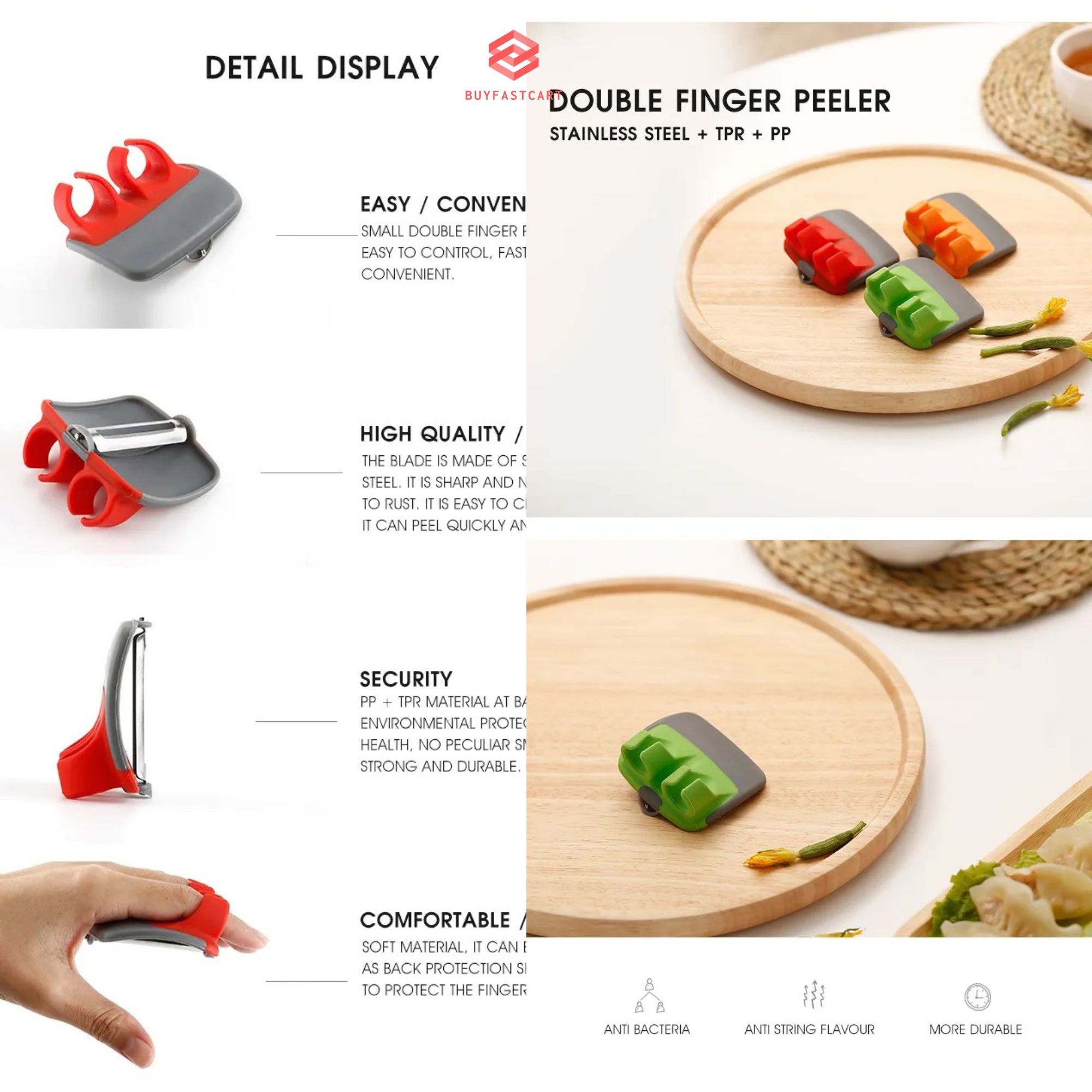 Dụng cụ gọt vỏ rau củ, trái cây kẹp 2 ngón tay Buyfastcart K1 - Hàng chính hãng