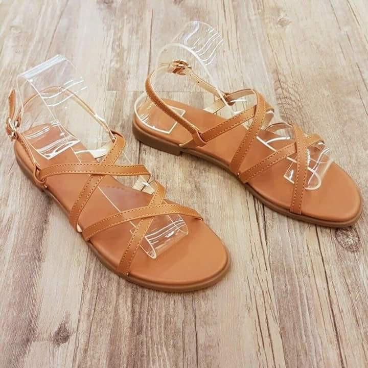 Giày sandal dây chéo màu nâu bò size lớn 40 41 42 43 44