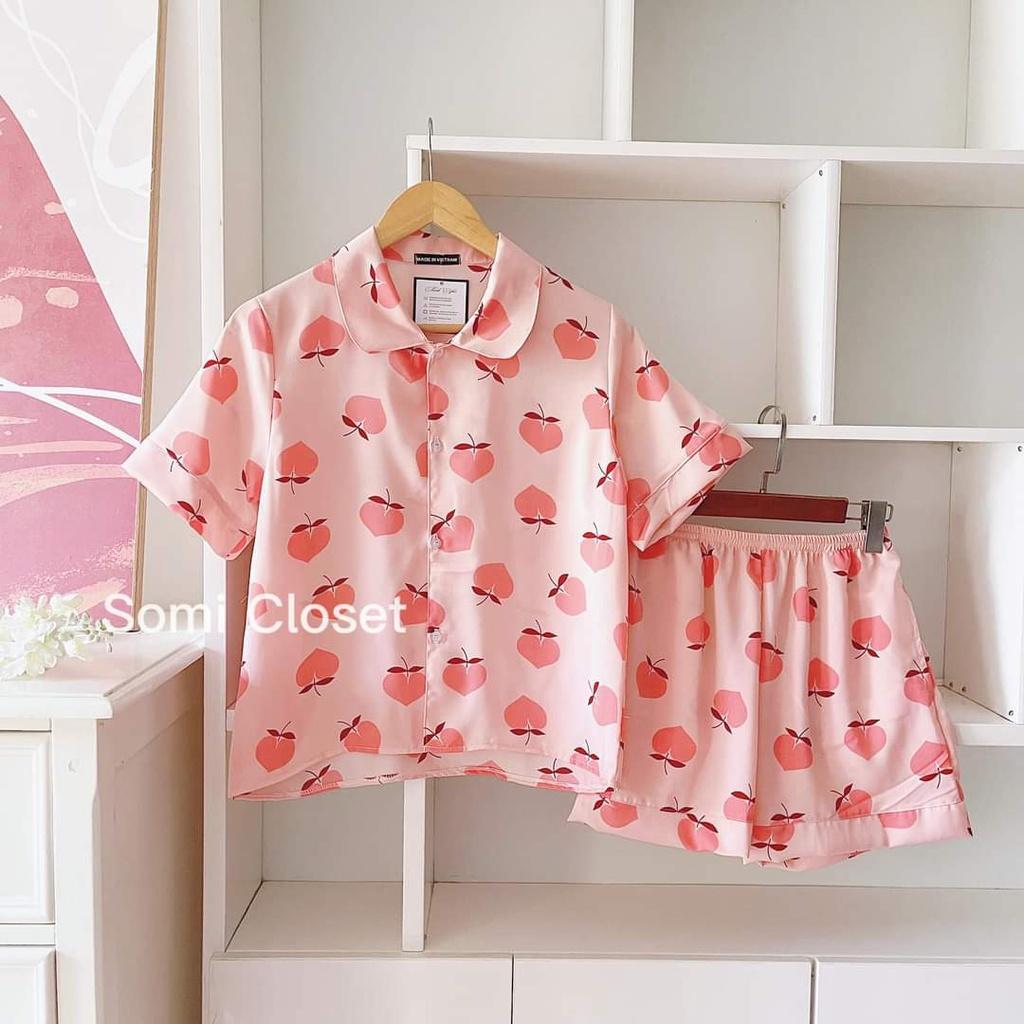 Bộ đồ lụa đùi bộ đồ lụa mango cộc tay cao cấp mặc nhà đi chơi họa tiết đẹp
