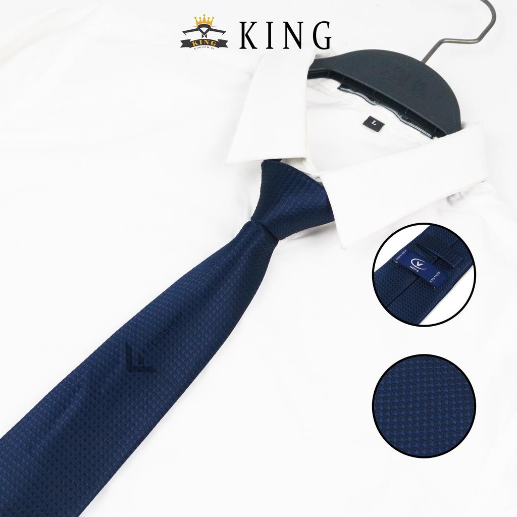 Cà vạt nam xanh đen KING bản 8cm, cravat nam, cravat cao cấp giá rẻ C008