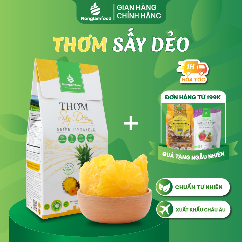Thơm Sấy Dẻo Nonglamfood Hộp 100G Ăn Vặt Tốt Cho Sức Khỏe Healthy Snack