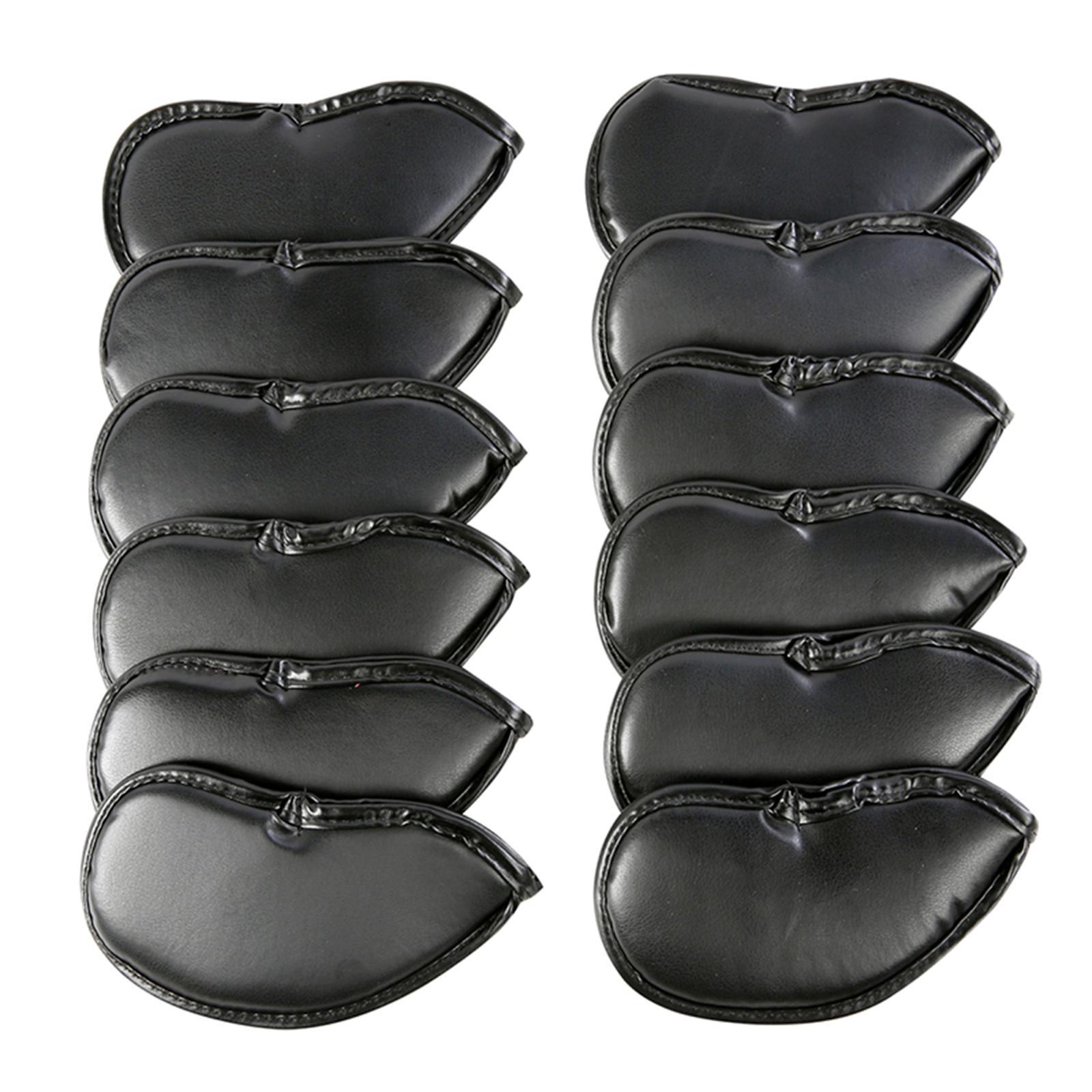 12 Pieces Golf Iron Headcover Set Premium PU Leather Golf Club Head Covers