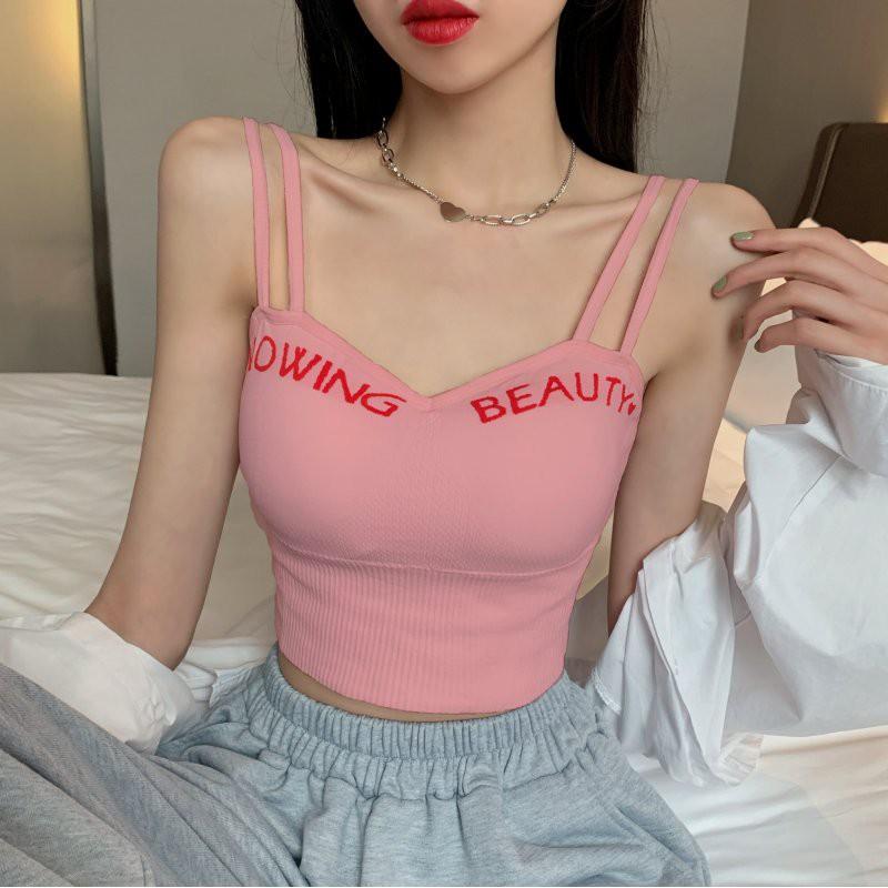 Áo Hai Dây Bra, Áo Hai Dây Len Tăm CROPTOP Hai Dây Sợi Bún