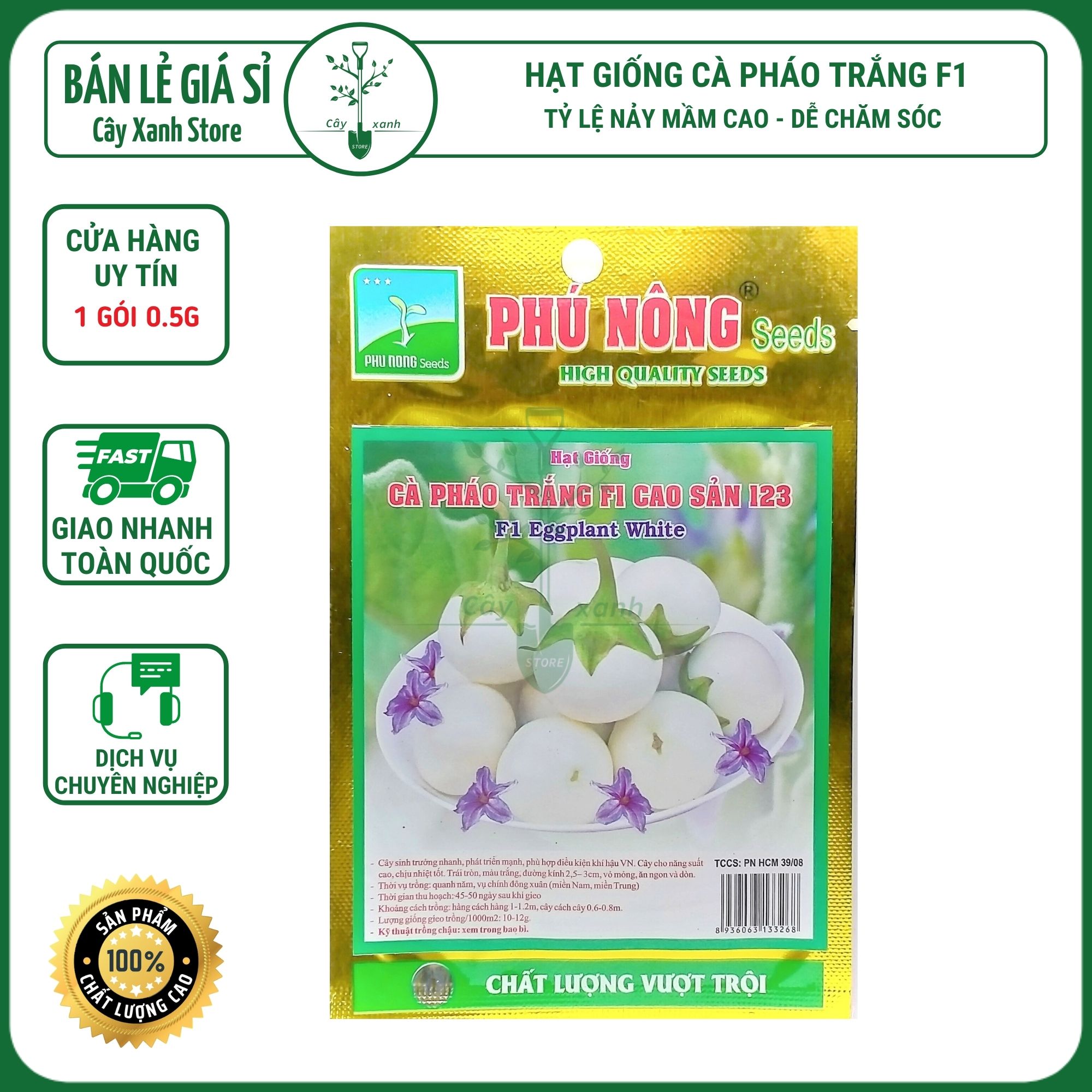 Hạt Giống Cà Pháo Trắng F1 Cao Sản - Phú Nông Seeds