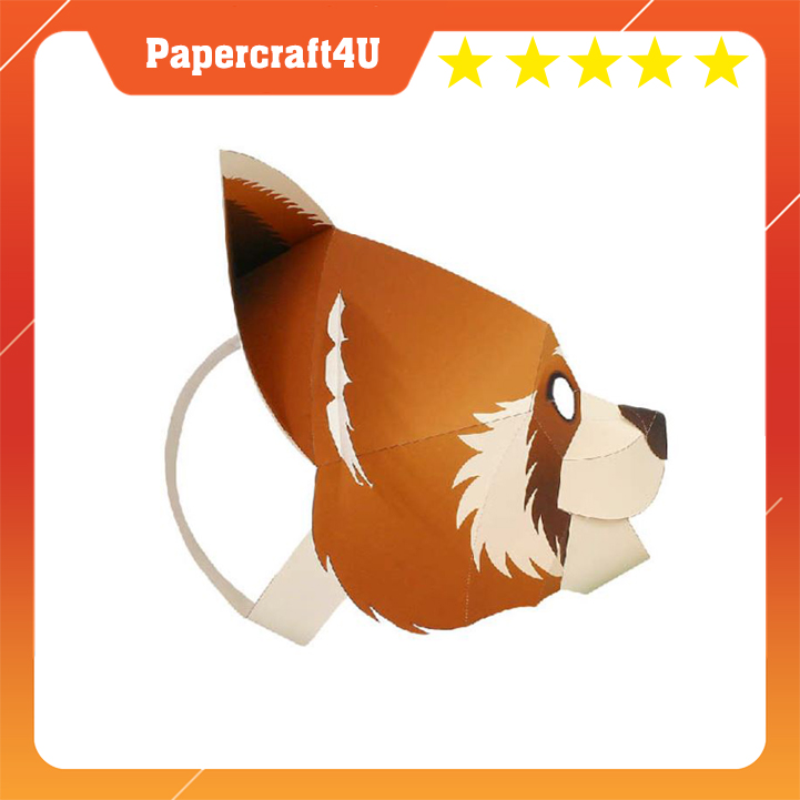 Mô hình giấy 3D Lễ hội Halooween Mặt nạ Hóa trang Gấu Đỏ Lesser Panda