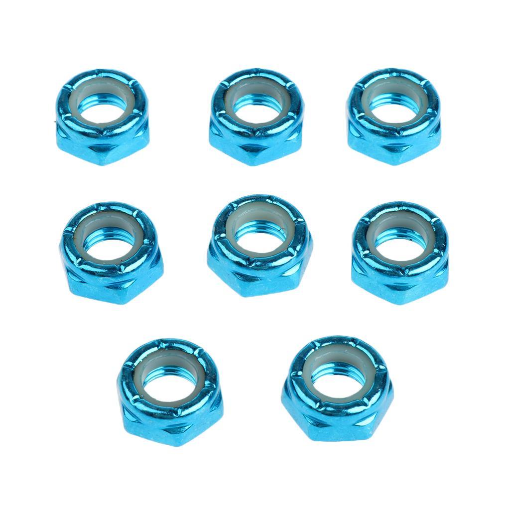 3x8pcs Skateboard Truck Wheel Axle Screw Nuts Longboard Accessories Blue