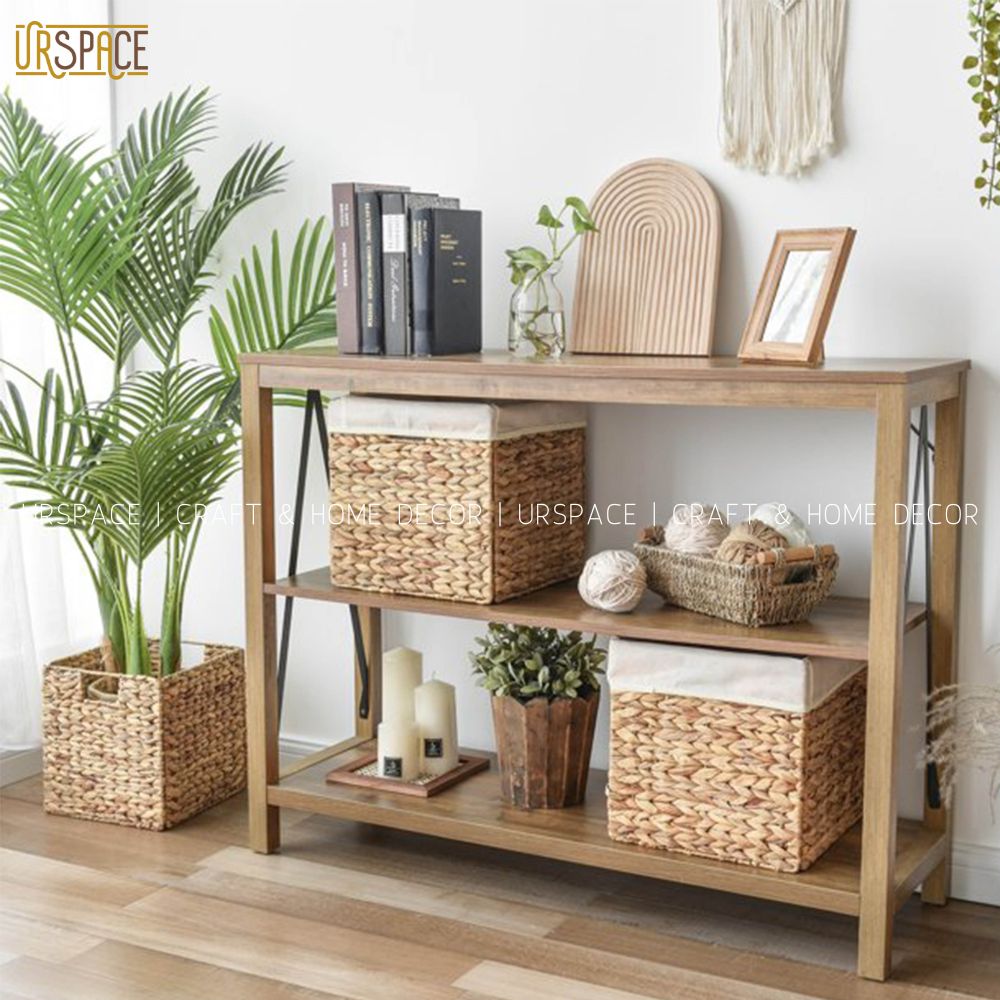 Sọt lục bình có áo vải URSPACE đựng quần áo, sách báo, giỏ trồng cây hình vuông có thể gấp gọn / HYACINTH FOLDING BASKET SIZE 27