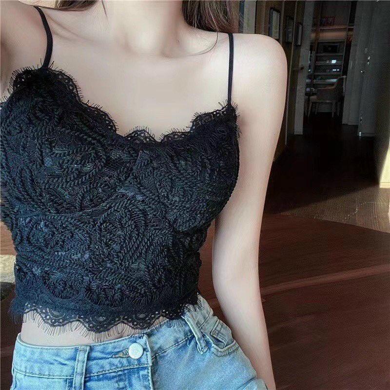 Áo hai dây ren sợi bún sexy đệm mỏng cao cấp Bra nữ có mút ngực cute hàn quốc HIJUNE CT12