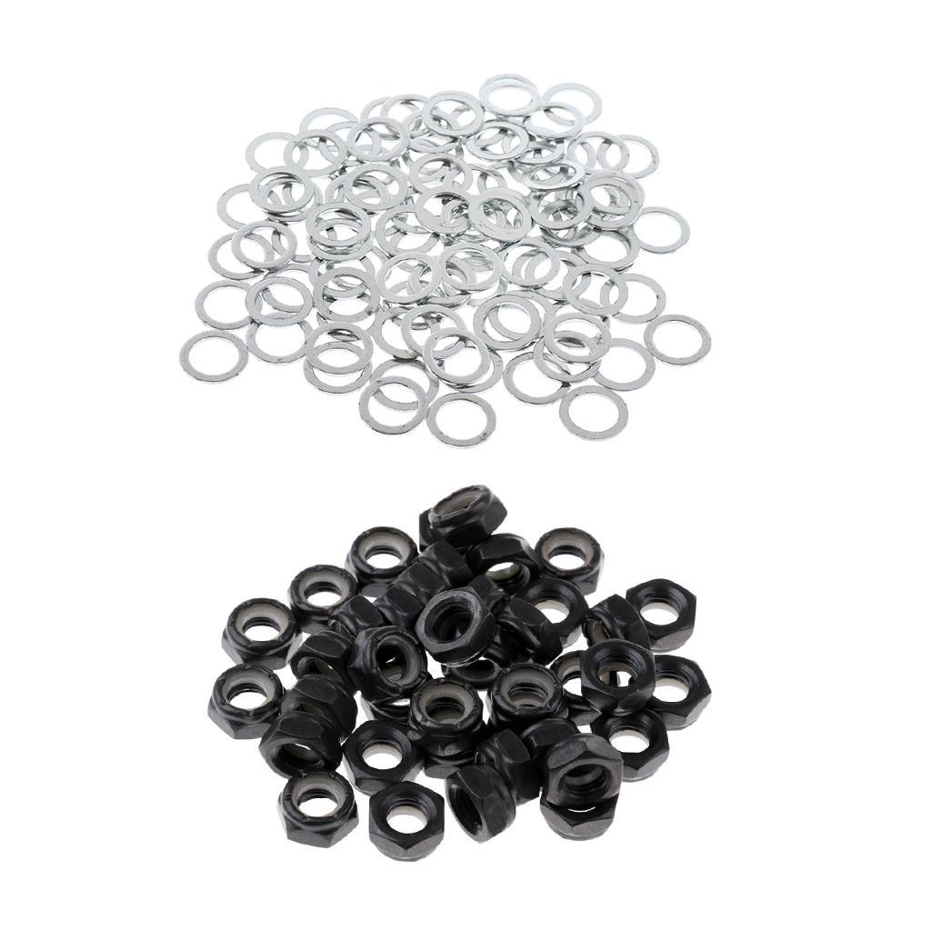 40pcs Skateboard Truck Wheel Axle Screw Nuts & 100pcs Washers Hardware Set
