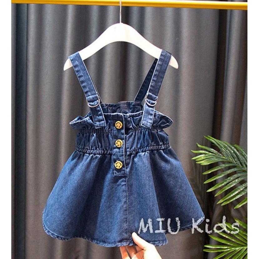 Set váy yếm bò và áo sơ mi voan công chúa cho bé gái mùa hè