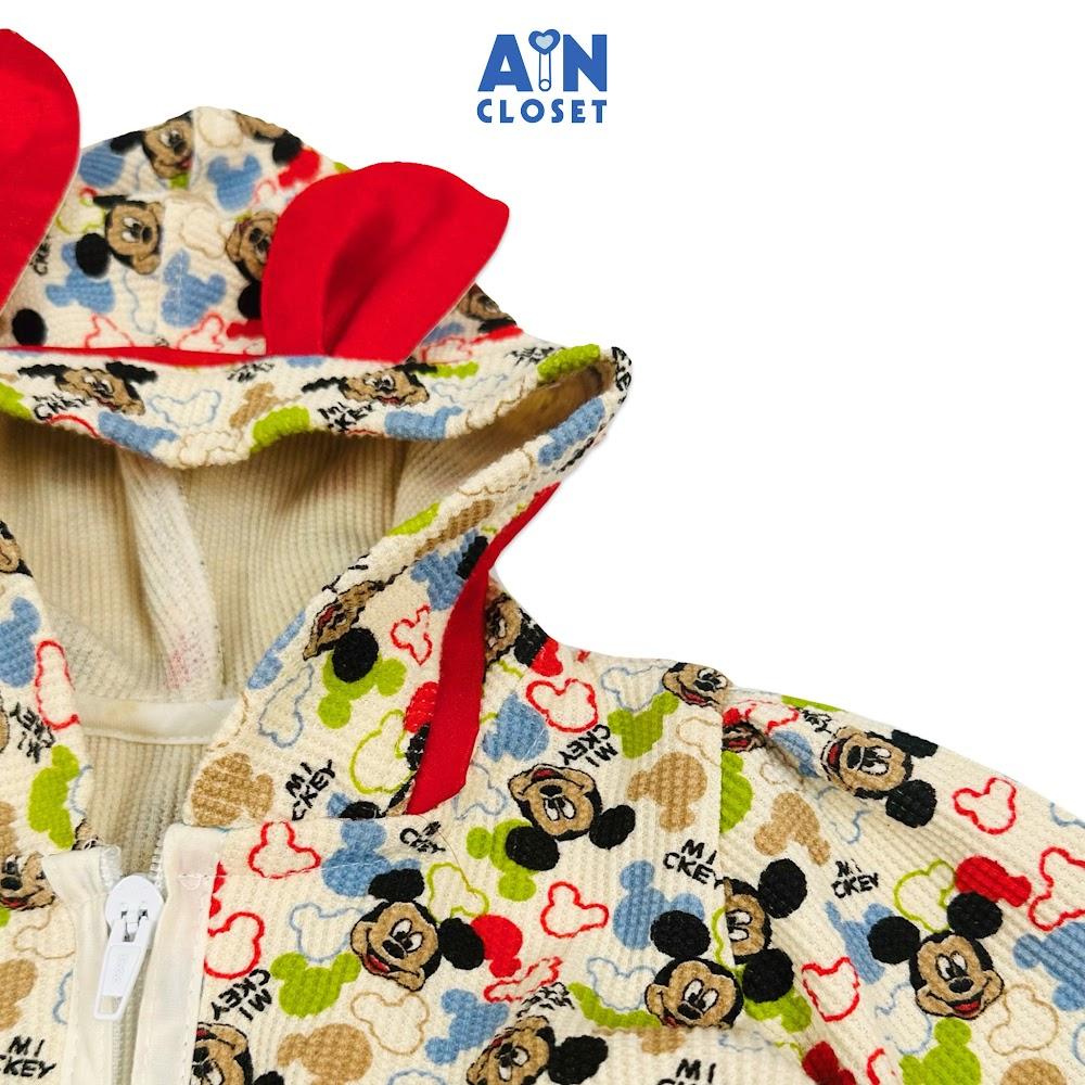 Áo khoác có nón bé gái họa tiết Mickey Xanh thun tổ ong. - AICDBGUZZ5QX - AIN Closet