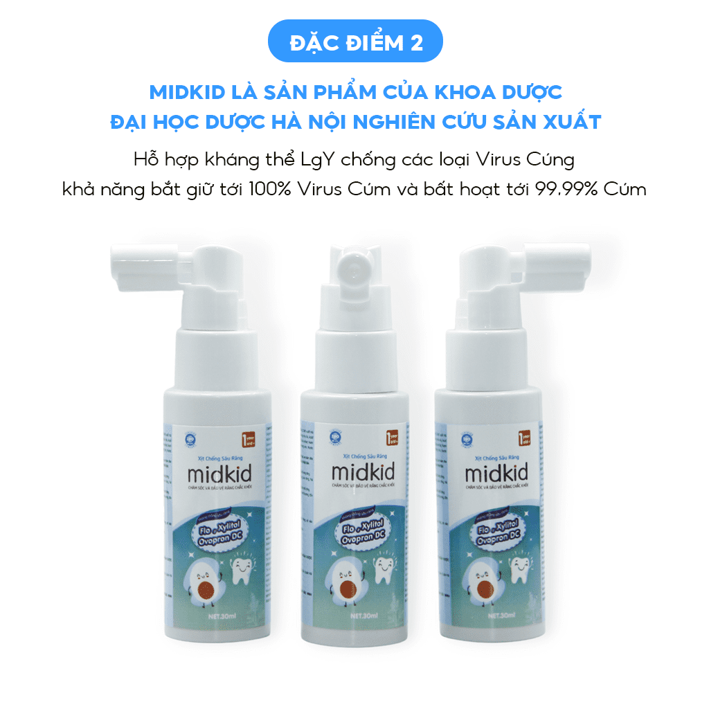 Xịt chống sâu răng cho bé từ 1 tuổi giúp bảo vệ men răng, ngăn ngừa ố vàng, hà mủn, giảm hôi miệng, viêm lợi