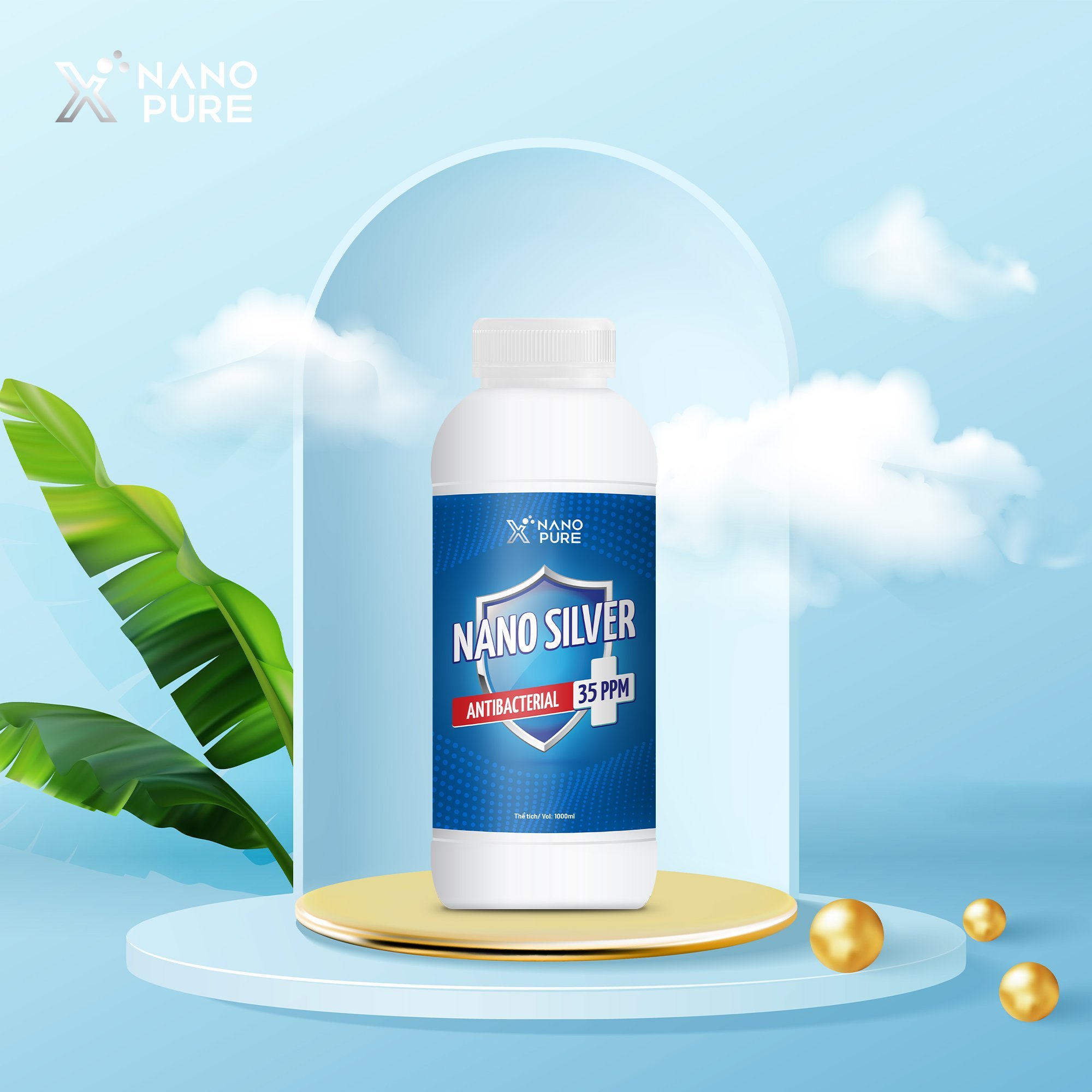 DUNG DỊCH NANO BẠC DIỆT KHUẨN NANO XPURE ANTIBACTERIAL 35PPM 1 LÍT-DÙNG CHO MÁY PHUN SƯƠNG-KHỬ KHUẨN, KHỬ MÙI, DIỆT KHUẨN-NANO SILVER AHT CORP (AHTC)