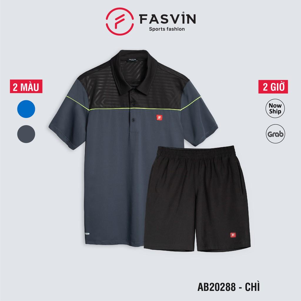 Bộ thun thể thao nam fasvin AB20288.HN cổ bẻ vải thể thao mềm nhẹ co giãn thoải mái, trẻ trung