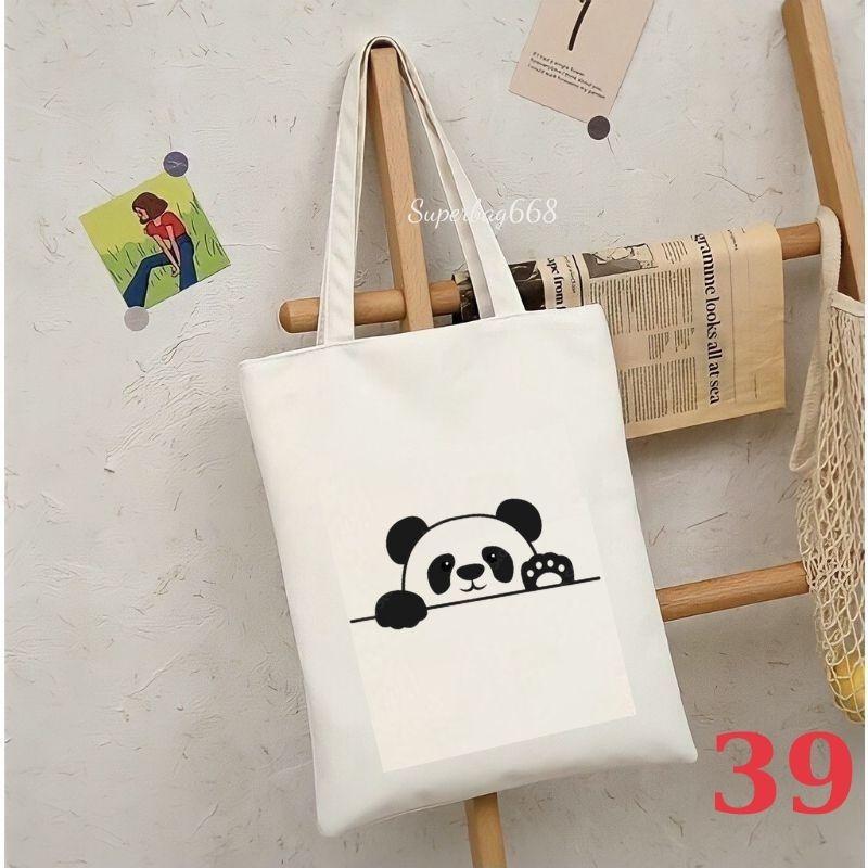 Túi tote túi vải canvas Hàn Quốc hình đáng yêu đựng vừa A4 laptop đi chơi đi học Superbag668 HQ215