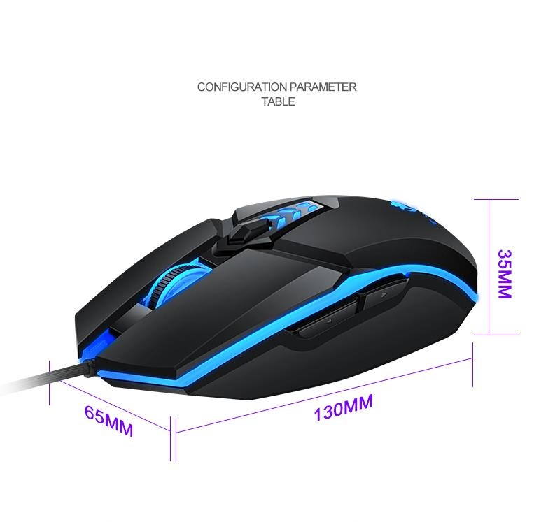 Chuột dây Gaming JVJ T-Wolf G510 - Tặng kèm lót chuột - Hàng chính hãng