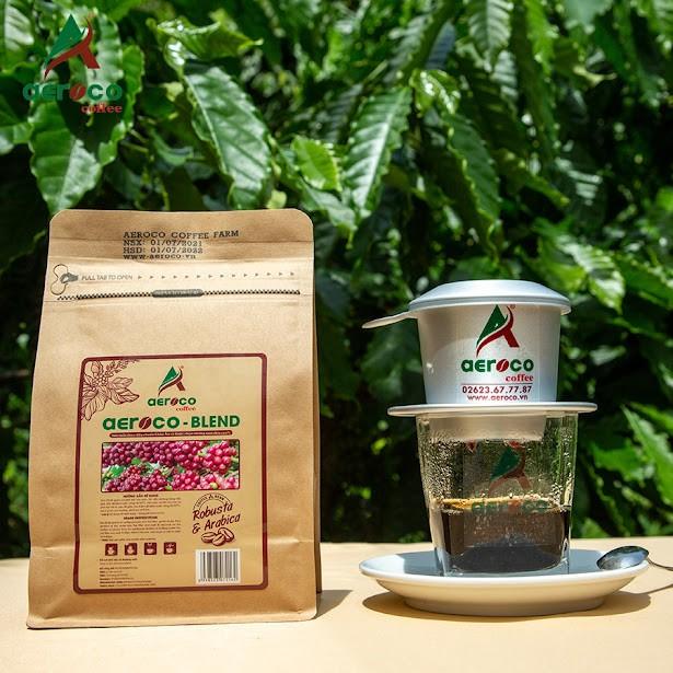 Cà phê AEROCO Blend, gói 250g, pha phin, nguyên chất 100% rang mộc hậu vị ngọt thơm quyến rũ