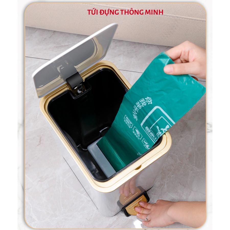 Thùng rác inox- Thùng rác đạp chân cao cấp nắp đóng chậm VIKIT R15