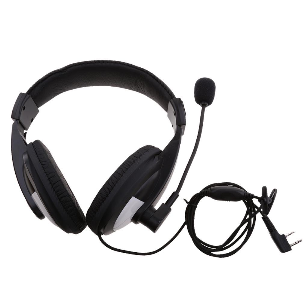 2 Pin Overhead Earpiece Headset with Mic PPT for 2 Way Radio Walkie Talkie