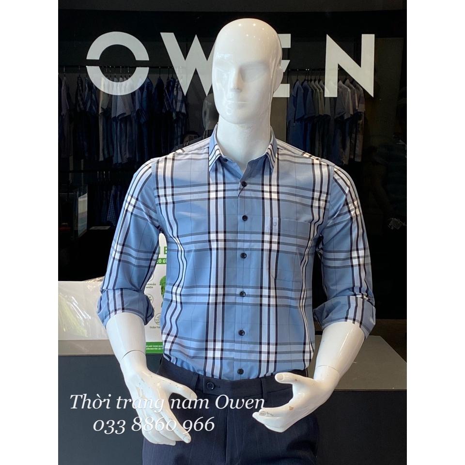 Hình ảnh OWEN - Áo sơ mi dài tay Owen regular fit chất sợi tre kẻ ca rô xanh - Áo sơ mi nam dài tay kẻ ca rô