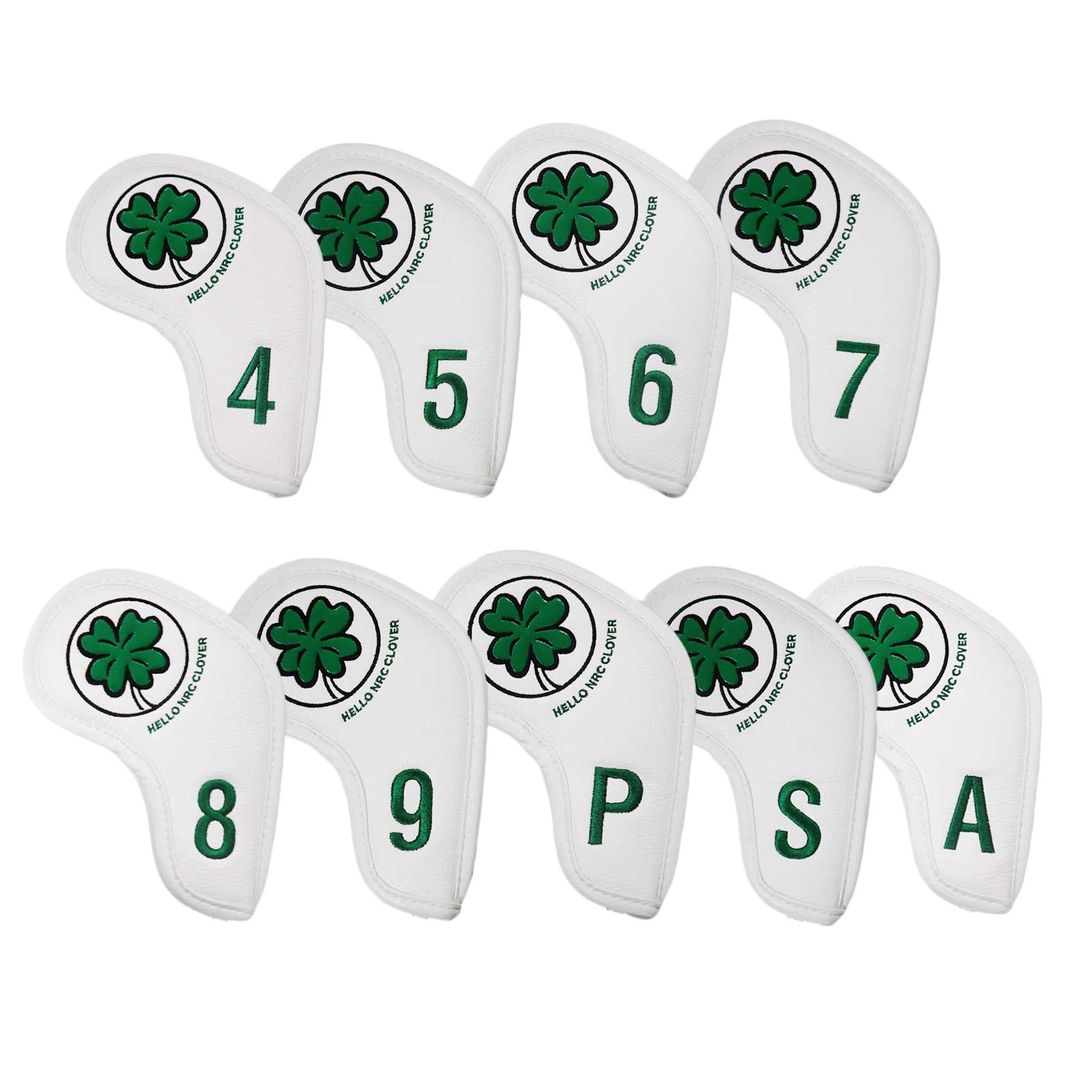 Golf Iron Head Covers Lucky 9pcs Golf Club Protector Wrap Golf Accessories PU Golf Iron Covers Set for Right & Left Handed Golfer