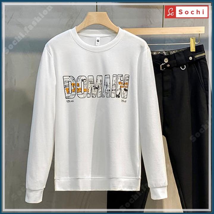 Áo nỉ nam dài tay, áo sweater unisex cổ tròn nỉ mềm mịn bó sát in COMAIN mã SW6.15