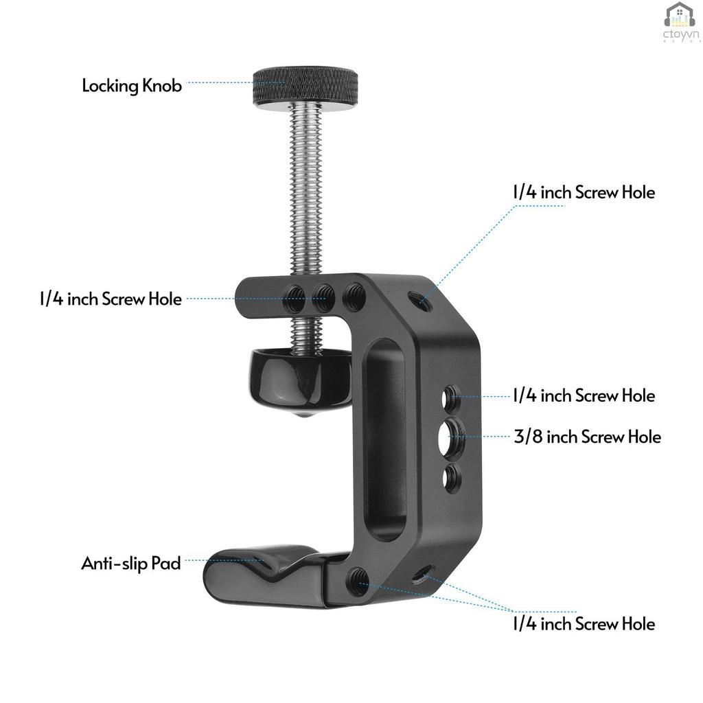 Kẹp chữ C gắn giá đỡ ba chân kèm ốc vít 1/4 Inch & 3/8 Inch thông dụng cho máy ảnh/đèn flash