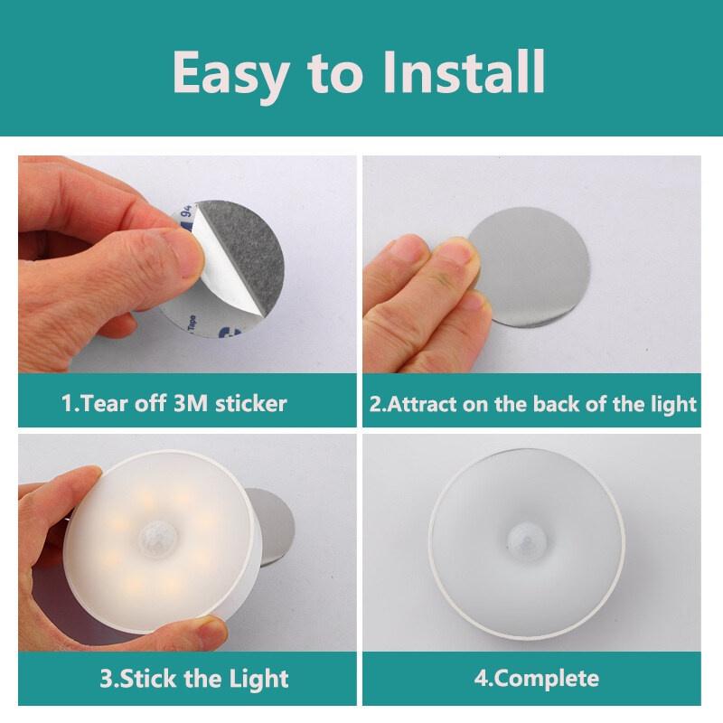 Đèn Led Không Dây Cảm Biến Chuyển Động Có Thể Sạc Lại Bằng Cổng USB Dùng Cho Cầu Thang/Phòng Ngủ