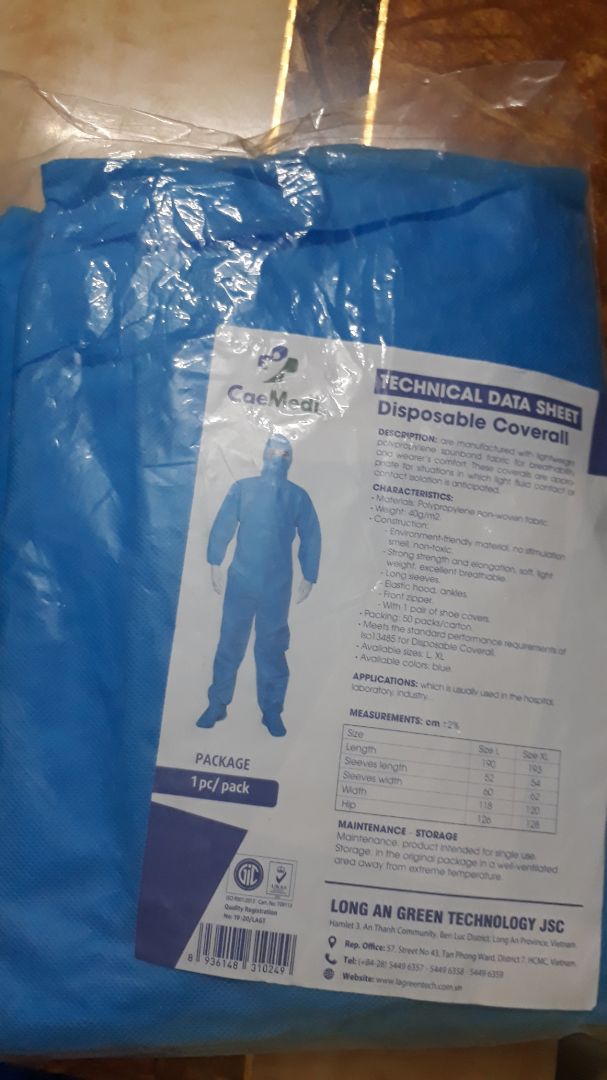 COMBO 10 Bộ Trang phục bảo hộ, chống dịch CAEMEDI Cao Cấp L0, size L, thoải mái, tiêu chuẩn, dễ sử dụng