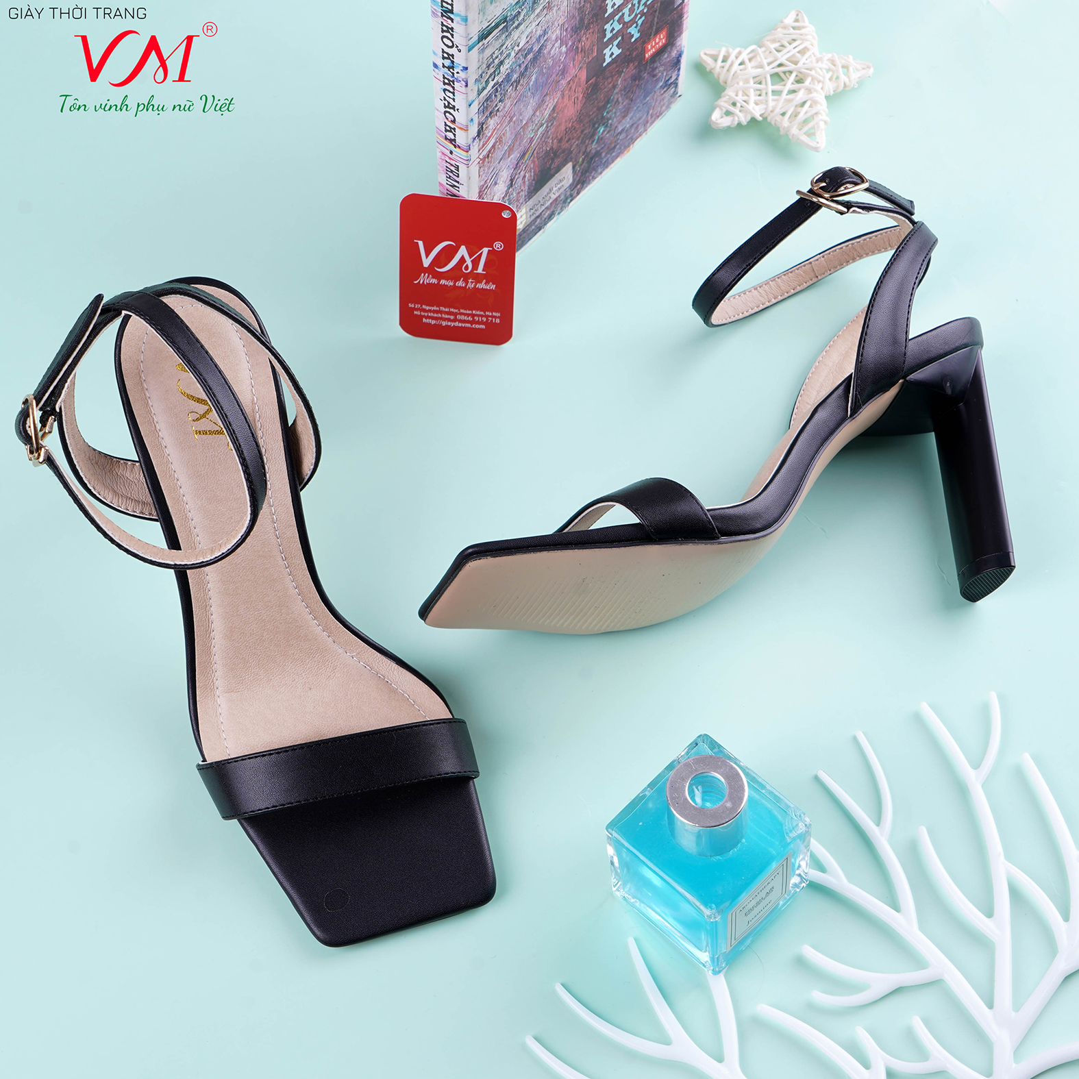 Sandal cao gót nữ, chiều cao gót 9CM, da Tổng hợp êm ái, bền chắc và thời trang. Mũi Vuông, gót Oval sơn tĩnh điện, sang trọng và chắc chắn, thiết kế hiện đại, tinh tế, thời trang: SD.MT02.9F